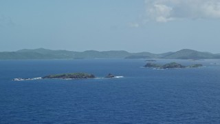 4.8K aerial stock footage of a Cluster of islands in sapphire blue waters, Culebra, Puerto Rico  Aerial Stock Footage | AX102_101