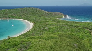 4.8K aerial stock footage of Turquoise waters and white sand Caribbean beaches, Culebrita, Puerto Rico  Aerial Stock Footage | AX102_186