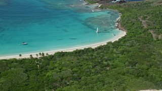 4.8K aerial stock footage of turquoise water along white sand Caribbean beaches, Culebrita, Puerto Rico Aerial Stock Footage | AX102_187E