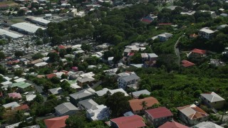 4.8K aerial stock footage of Hillside homes among trees, Charlotte Amalie, St Thomas  Aerial Stock Footage | AX102_218