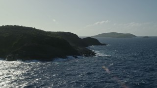 4.8K aerial stock footage fly over Caribbean blue waters approaching the coast, Culebrita, Puerto Rico Aerial Stock Footage | AX103_088E