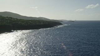 4.8K aerial stock footage of the Island coast along sapphire blue Caribbean waters, Culebra, Puerto Rico Aerial Stock Footage | AX103_096