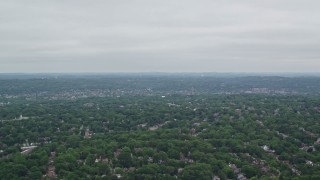 4.8K aerial stock footage panning right across trees and suburbs, Pittsburgh, Pennsylvania Aerial Stock Footage | AX105_078E