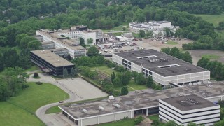 4.8K aerial stock footage of three and four story office buildings, Pittsburgh, Pennsylvania Aerial Stock Footage | AX105_087E