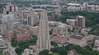 4.8K aerial stock footage approaching University of Pittsburgh, Pennsylvania Aerial Stock Footage | AX105_104E