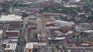 4.8K aerial stock footage of Cathedral of Hope, Pittsburgh, Pennsylvania Aerial Stock Footage | AX105_241E