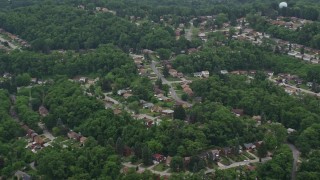 4.8K aerial stock footage of flying past a suburban neighborhood, Verona, Pennsylvania Aerial Stock Footage | AX105_248E