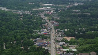 4.8K aerial stock footage of shops by the Highway through Allison Park, Pennsylvania Aerial Stock Footage | AX106_013E