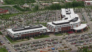 4.8K aerial stock footage of a modern office building, Cranberry Township, Pennsylvania Aerial Stock Footage | AX106_023E