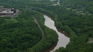 4.8K aerial stock footage of Beaver River in Koppel, Pennsylvania Aerial Stock Footage | AX106_046E