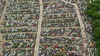 4.8K aerial stock footage of an auto junkyard in Youngstown, Ohio Aerial Stock Footage | AX106_074E