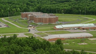 4.8K aerial stock footage of Ohio State Penitentiary, Youngstown, Ohio Aerial Stock Footage | AX106_087E