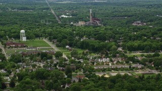 AX106_105 - 4.8K aerial stock footage of Niles Generating Station Power Plant, Niles, Ohio