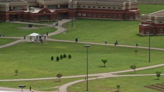 4.8K aerial stock footage of the Trumbull Correctional Institute Prison Grounds in Leavittsburg, Ohio Aerial Stock Footage | AX106_122E