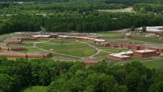 4.8K aerial stock footage of Trumbull Correctional Institute Prison Complex in Leavittsburg, Ohio Aerial Stock Footage | AX106_129