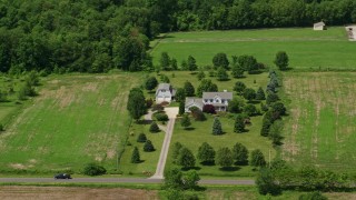 4.8K aerial stock footage of a rural home in Hiram, Ohio Aerial Stock Footage | AX106_149