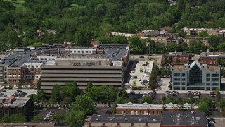 4.8K aerial stock footage of an office building in Beachwood, Ohio Aerial Stock Footage | AX106_184