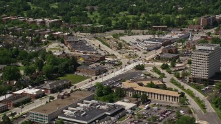 4.8K aerial stock footage of office buildings and strip malls in Cleveland, Ohio Aerial Stock Footage | AX106_185E