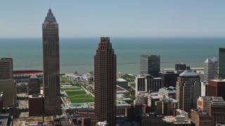 4.8K aerial stock footage of Key Tower and 200 Public Square in Downtown Cleveland, Ohio Aerial Stock Footage | AX106_237E