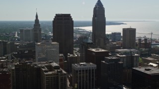 4.8K aerial stock footage of 200 Public Square, Key Tower, Downtown Cleveland, Ohio Aerial Stock Footage | AX107_009E