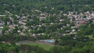 4.8K aerial stock footage flying by small town, East Palestine, Ohio Aerial Stock Footage | AX107_115E