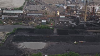 AX107_163 - 4.8K aerial stock footage of Shenango Inc Coke Plant, Neville Island