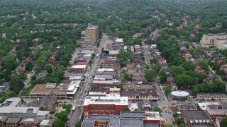 4.8K aerial stock footage flying over homes, apartment buildings, American Jewish Museum, and Frick Park in Pittsburgh, Pennsylvania Aerial Stock Footage | AX107_197E