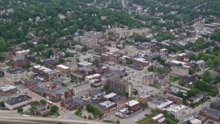 4.8K aerial stock footage approaching apartment buildings and a high school, Pittsburgh, Pennsylvania Aerial Stock Footage | AX107_200E