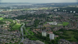 5.5K aerial stock footage of flying over the Scottish town, Falkirk, Scotland Aerial Stock Footage | AX109_147E