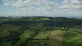 5.5K aerial stock footage fly over Scottish forest, Banton, Scotland Aerial Stock Footage | AX110_003E