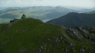 5.5K aerial stock footage of orbiting The Cobbler Mountain, Scottish Highlands, Scotland Aerial Stock Footage | AX110_079E