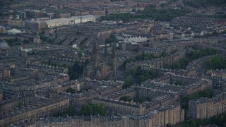 AX111_163E - 5.5K aerial stock footage of orbiting St Mary's Cathedral, Edinburgh, Scotland