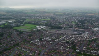 5.5K aerial stock footage of residential neighborhoods and countryside, Belfast, Northern Ireland Aerial Stock Footage | AX113_127E