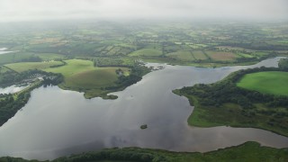 5.5K aerial stock footage of farms on the shoes of Strangford Lough, Downpatrick, Northern Ireland Aerial Stock Footage | AX113_159