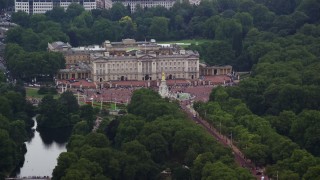 5.5K aerial stock footage of orbiting Buckingham Palace and Victoria Memorial in London, England Aerial Stock Footage | AX114_202E