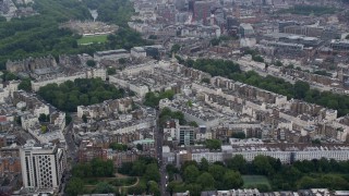 5.5K aerial stock footage of apartment buildings and embassies around Belgrave Square, London, England Aerial Stock Footage | AX114_263