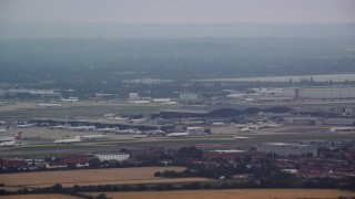 5.5K aerial stock footage of London Heathrow Airport, England Aerial Stock Footage | AX114_283