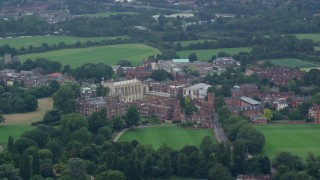 AX114_305 - 5.5K aerial stock footage of orbiting Eton College, England