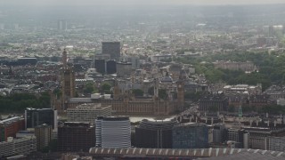 5.5K aerial stock footage of a view of Big Ben and Parliament, London, England Aerial Stock Footage | AX115_109E