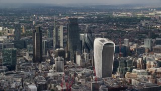 5.5K aerial stock footage of skyscrapers in Central London, England Aerial Stock Footage | AX115_185E