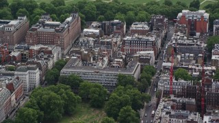 5.5K aerial stock footage of United States Embassy, London, England Aerial Stock Footage | AX115_220E