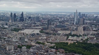 AX115_263 - 5.5K aerial stock footage of a wide view across the city, London, England