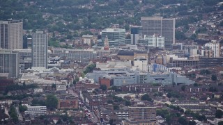 5.5K aerial stock footage of Centrale shopping mall, Croydon, England Aerial Stock Footage | AX115_286