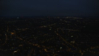 5.5K aerial stock footage of flying over residential neighborhoods in London, England night Aerial Stock Footage | AX116_201