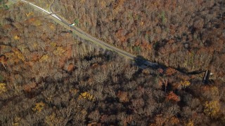 5.5K aerial stock footage fly over forest in Autumn, Sleepy Hollow, New York Aerial Stock Footage | AX119_099