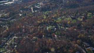 5.5K aerial stock footage of suburban residential neighborhood in Autumn, Yorktown Heights, New York Aerial Stock Footage | AX119_202E