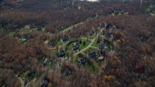 5.5K aerial stock footage of a bird's eye view of upscale homes in Autumn, Yorktown Heights, New York Aerial Stock Footage | AX119_206