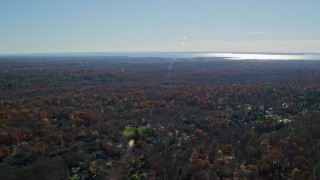 5.5K aerial stock footage of an upscale residential neighborhood in Autumn, Greenwich, Connecticut Aerial Stock Footage | AX119_226