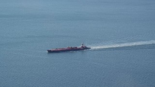 5.5K aerial stock footage of an oil tanker sailing Long Island Sound Aerial Stock Footage | AX119_235