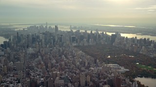 5.5K aerial stock footage of Midtown and Central Park seen from Upper East Side, New York City Aerial Stock Footage | AX120_228E